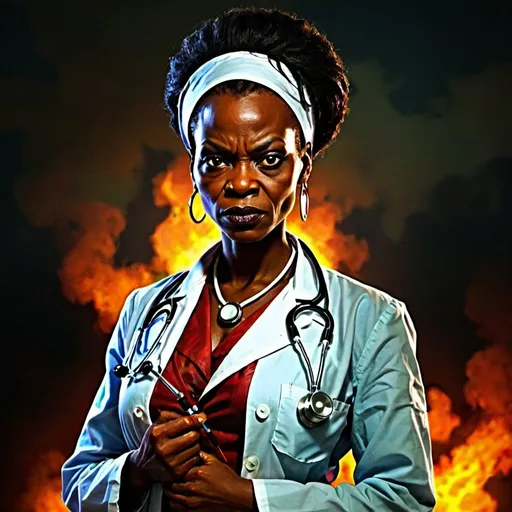 Prompt: Evil female African supervillain "doctor proctor"