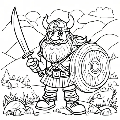 Prompt: Viking using knife to whittle wooden crafts
