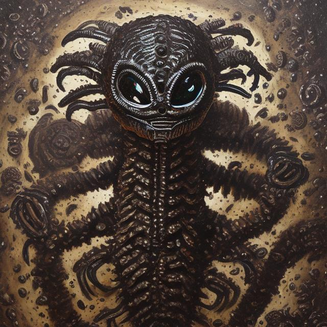 Prompt: Alien Oreo oil cookie man oil painting old school 