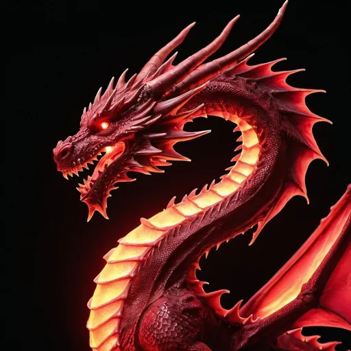 Prompt: a red dragon glowing red