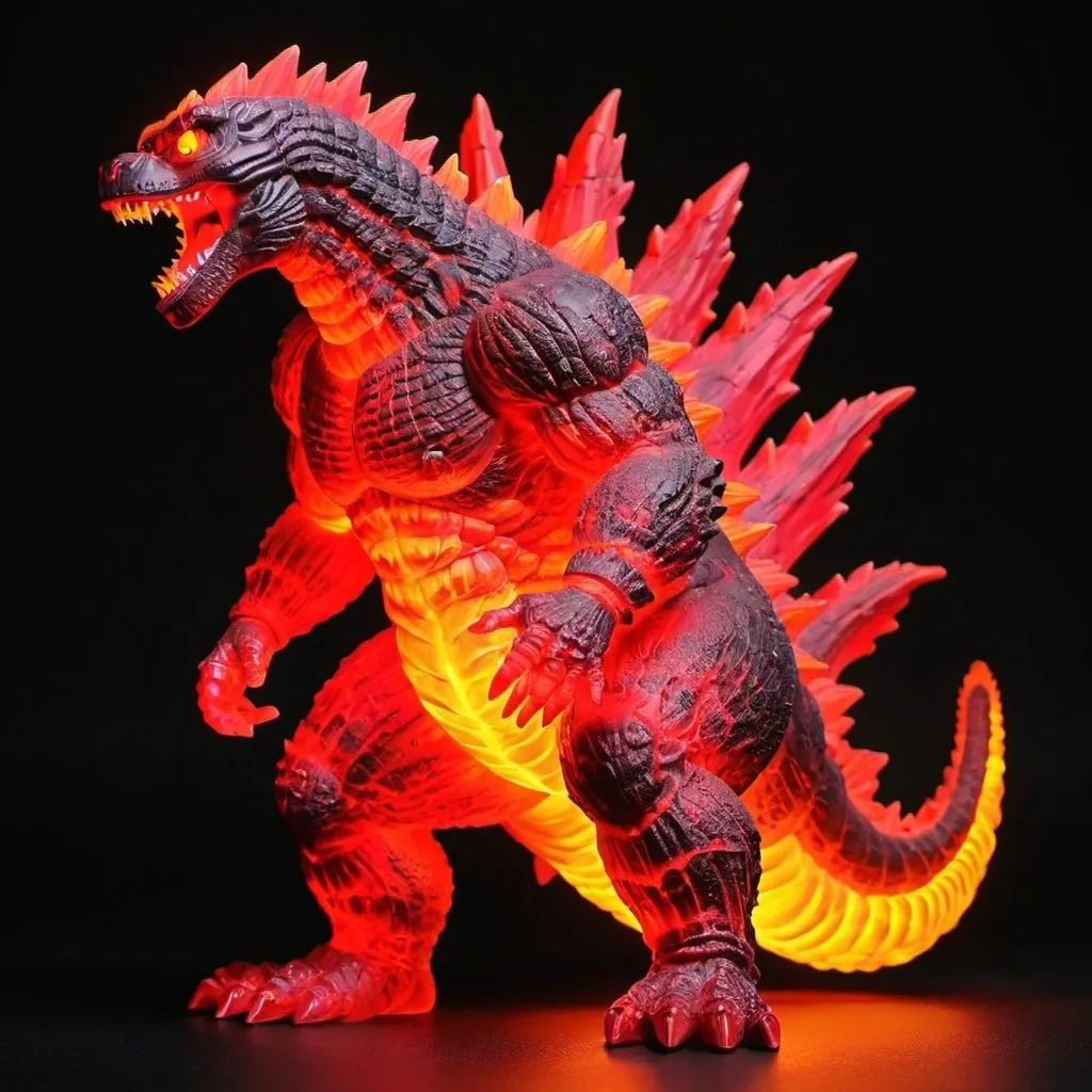 Prompt: godzilla kaiju glowing atomic red