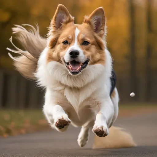 Prompt: picture of a dog with elegant fur playing catch