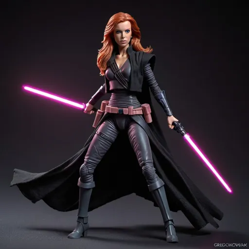 Prompt: Kenner Action figure of Mara Jade, full body dynamic pose, trending on artstation, sharp focus, studio photo, intricate details, highly detailed, by greg rutkowski