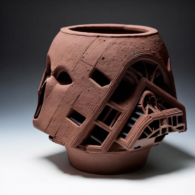 Prompt: Surrealist terra cotta clay pot shaped like darth vader :: inspired by Ewen Henderson, Christopher David White, and Tom Bagshaw, Johnson Tsang :: surrealism, hyper detailed, photorealistic :: a masterpiece, incredible composition, amazing depth, imposing, meticulously composed