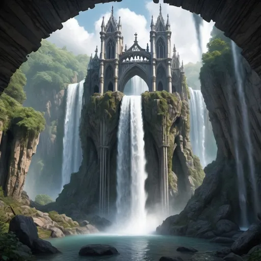 Prompt: realistic, landscape, (fantasy:1.5), gothic architecture, magic, energy, day, waterfall, 32k resolution, molecular precision, ultra sharp focus."
Weight:1.2