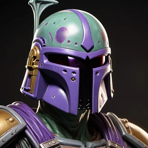 Prompt: Skeletor wearing Boba Fett's helmet, 32k resolution, molecular precision.