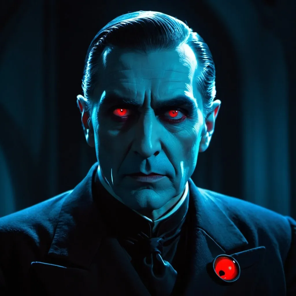 Prompt: Thrawn (glowing red eyes) dressed as Bela Lugosi in Dracula, 16k resolution