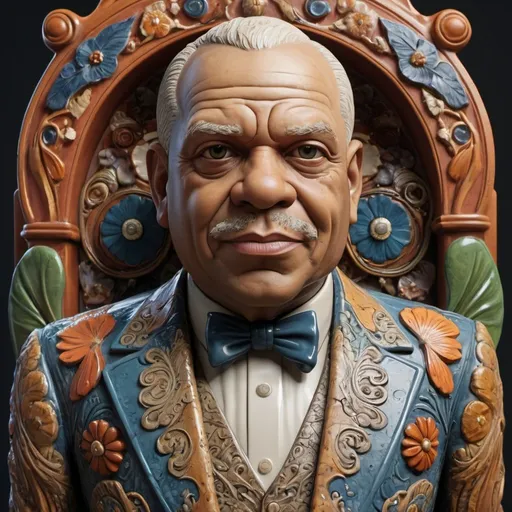 Prompt: "Sidney Bechet, ((Ceramic, Full Figure, Art-Nouveau, vibrant, creative genius))":"HDRI, Detailed, ((Alto-relievo Carving with Insanely Detailed Detailed Underglaze)), Natural Colours""
Weight:1   

"detailed matte painting, deep color, fantastical, intricate detail, splash screen, complementary colors, fantasy concept art, 32k resolution trending on Artstation Unreal Engine 5"
Weight:0.9 