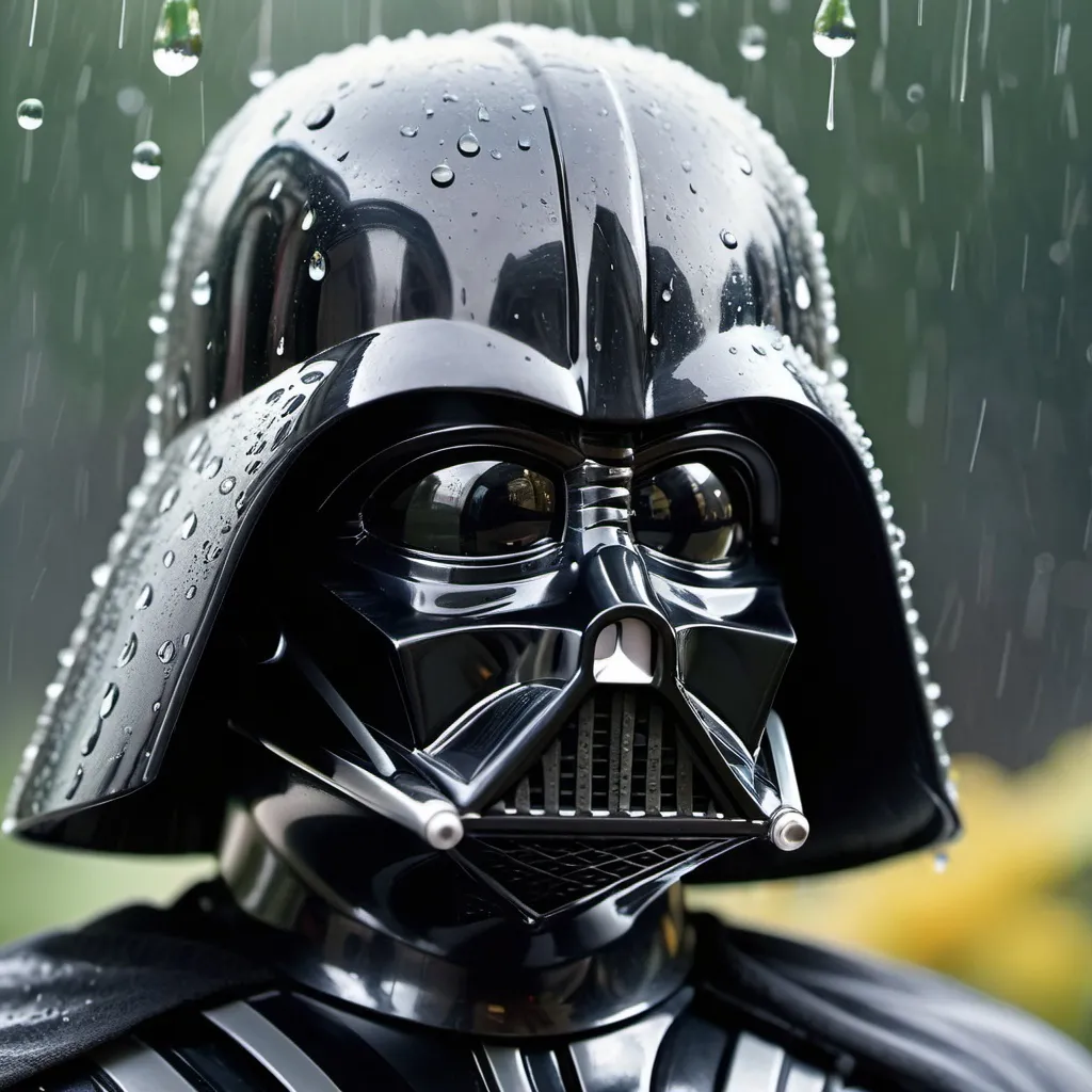 Prompt: "Darth Vader as captured by Annie Leibovitz, macro photography, close-up shot in gentle afternoon rain, droplets splashing off helmet, featuring a hyper-detailed close-up, nature photo with sharp focus, intricately revealing even the most minute textures and designs, dramatic lighting, highly detailed, ultra realistic."
Weight:1.6

"intricate details, HDR, beautifully shot, hyperrealistic, sharp focus, 64 megapixels, 16k resolution, shot on DSLR, perfect composition, high contrast, cinematic, atmospheric, moody, photorealistic, hyper detailed, tilt shift, cinematic color film still. UHD.”
Weight:0.9  