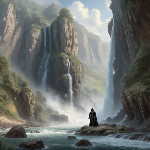 Prompt: A stone Statue of Darth Vader carved into cliff with epic waterfalls. Robert Campin::3 paints the scenes from lord of the rings, concept art richly painted oil paintings, artstation, highly - detailed, 32k octane render, energy, power, highest quality, maximum detail, hdr --v 6.0 --c 33 --s 1000 --ar 29:40"
Weight:1.4

"ethereal fantasy hyperdetailed mist Thomas Kinkade 32k resolution, molecular precision, ultra sharp focus."
Weight:1.2