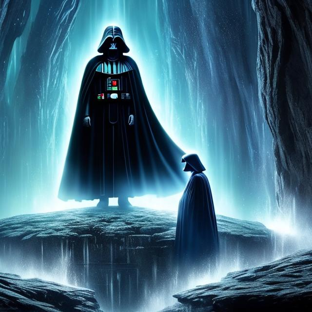 Prompt: Emperor Palpatine:(2) talking to hologram:(1.7) of Darth Vader (1.8), Hyperrealistic, splash art, concept art, mid shot, intricately detailed, color depth, dramatic, 2/3 face angle, side light, colorful background, detailed matte painting, deep color, fantastical, intricate detail, splash screen, complementary colors, fantasy concept art, 8k resolution trending on Artstation Unreal Engine 5