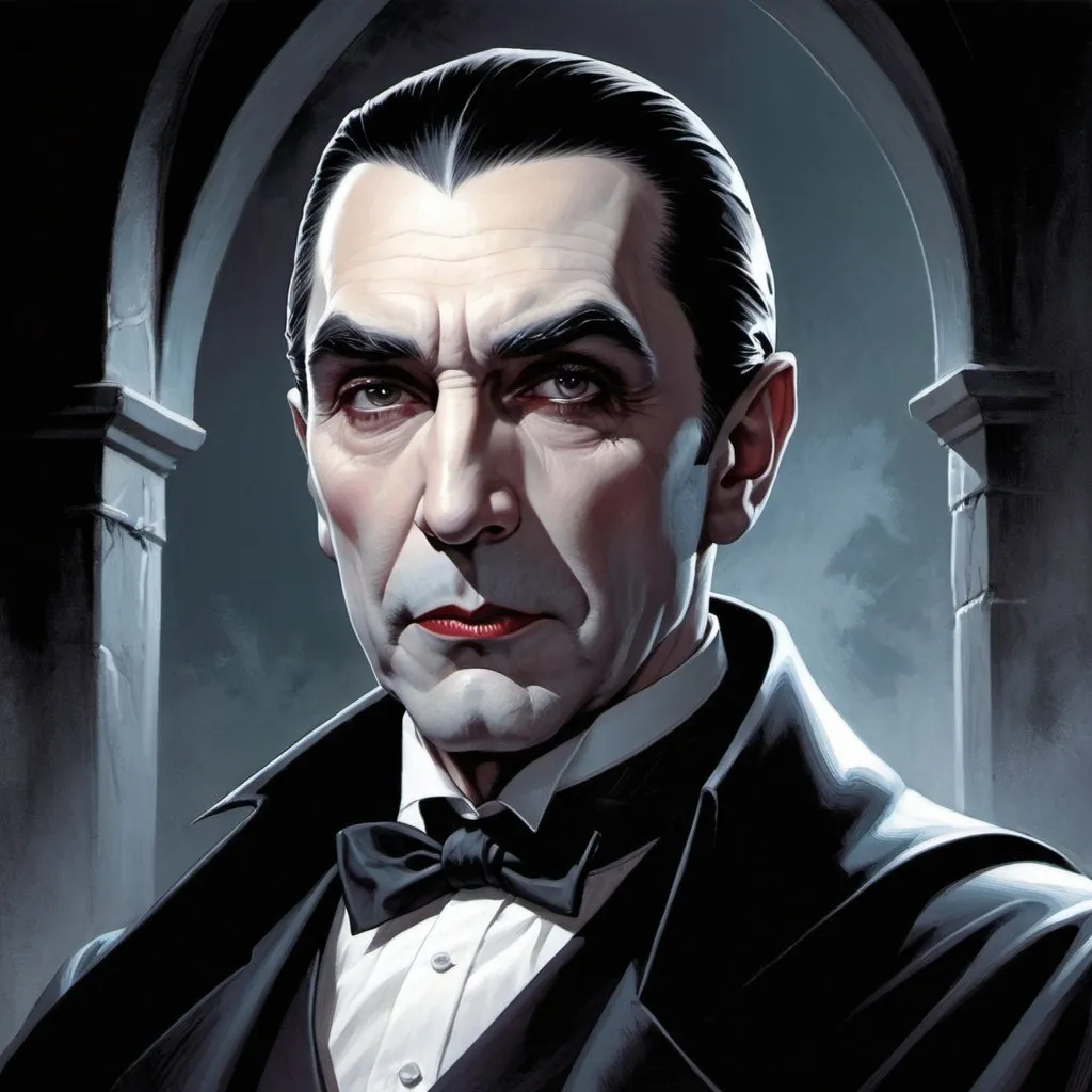 Prompt: Bela Lugosi as Count Dracula. Ghost white complexion. Mark Brooks and Dan Mumford, comic book art, perfect, smooth
