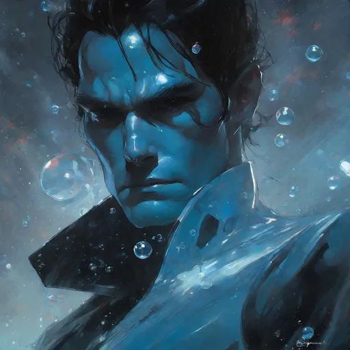 Prompt: (thrawn) from star wars taking a black liquid stellar magical bath on bioluminescent black glow milky way death star, explosion of soap bubbles, soft lighting, sharp focus, by Marc Simonetti & Yoji Shinkawa & WLOP, paint drops, rough edges, trending on artstation, studio photo, intricate details, highly detailed