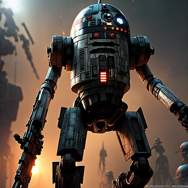 Prompt: IG-88 bounty hunter droid, star wars, full color, photorealism, volumetric lighting, hyperdetail, 