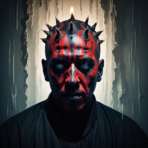 Prompt: Darth Maul trapped within his own fragmented mind, Drowning in a sea of distorted memories, By Artist: Isabella M. Haunt
Flickering candlelight casting eerie shadows, Double exposure, Surreal horror, Blending multiple exposures with digital manipulations, Faded whites, murky grays, and ghostly blues