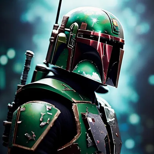 Prompt: "Portrait of boba fett made of broken glass, glass shards, boba fett in dynamic full body pose, anime, reflective, hyper detailed armor made of broken glass, 3d, deviantart, a masterpiece, deep depth of field, Craig Mullins, perfect composition, intricate motifs, Edwin Landseer"
Weight:1 

"head and shoulders portrait, 8k resolution, dynamic lighting hyperdetailed intricately detailed, 64 megapixels, HDR, hyper realistic, photorealistc, volumetric lighting"
Weight:0.9 

"bad anatomy, poorly drawn hands, poorly drawn face, Faded, Amateur, Empty Background, Watermark, Signature, Text, amateur blurred blurry body out of frame border cut off deformed disfigured draft extra limbs frame grainy out of frame poorly drawn face poorly drawn feet poorly drawn hands signature tiling ugly watermark"
Weight:-1   