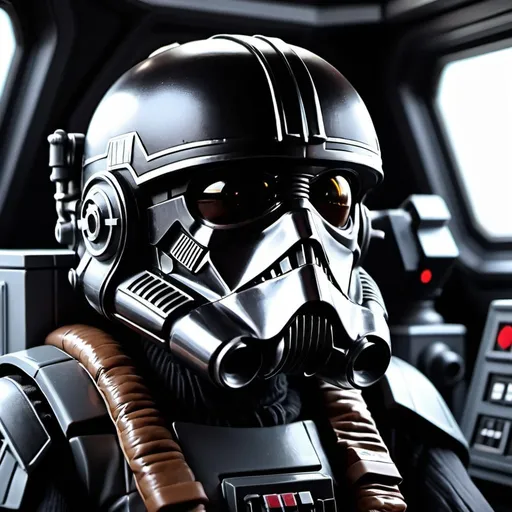 Prompt: "Design a 3D scene featuring a full body shot TIE Fighter Pilot (A New Hope) sitting in the cockpit of his TIE Fighter (A New Hope). Use soft lighting to enhance the serene and magical ambiance." 
Weight:1.6
"High contrast, depth of field, beautiful color, intricate detail,
Miki Asai Macro photography, close-up, hyper detailed, trending on artstation, sharp focus, studio photo, intricate details, highly detailed, by greg rutkowski, 16k Resolution, HDR, UHD."
Weight:1.4
