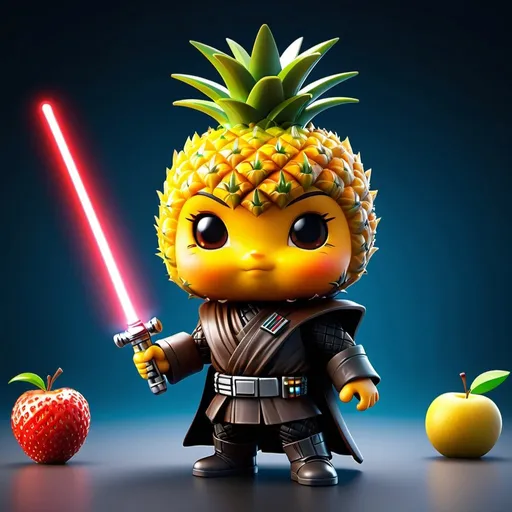 Prompt: "Chibl pineapple jedi with lightsaber, 32k resolution, molecular precision"
Weight:1  

"Chibi apple, strawberry, orange and pineapple in Christmas season, friendship, cuteness overload."
Weight:1
