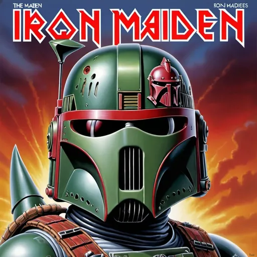 Prompt: Iron Maiden album cover by Derek Riggs, Boba Fett as Eddie, 32k resolution, molecular precision, ultra sharp focus.

