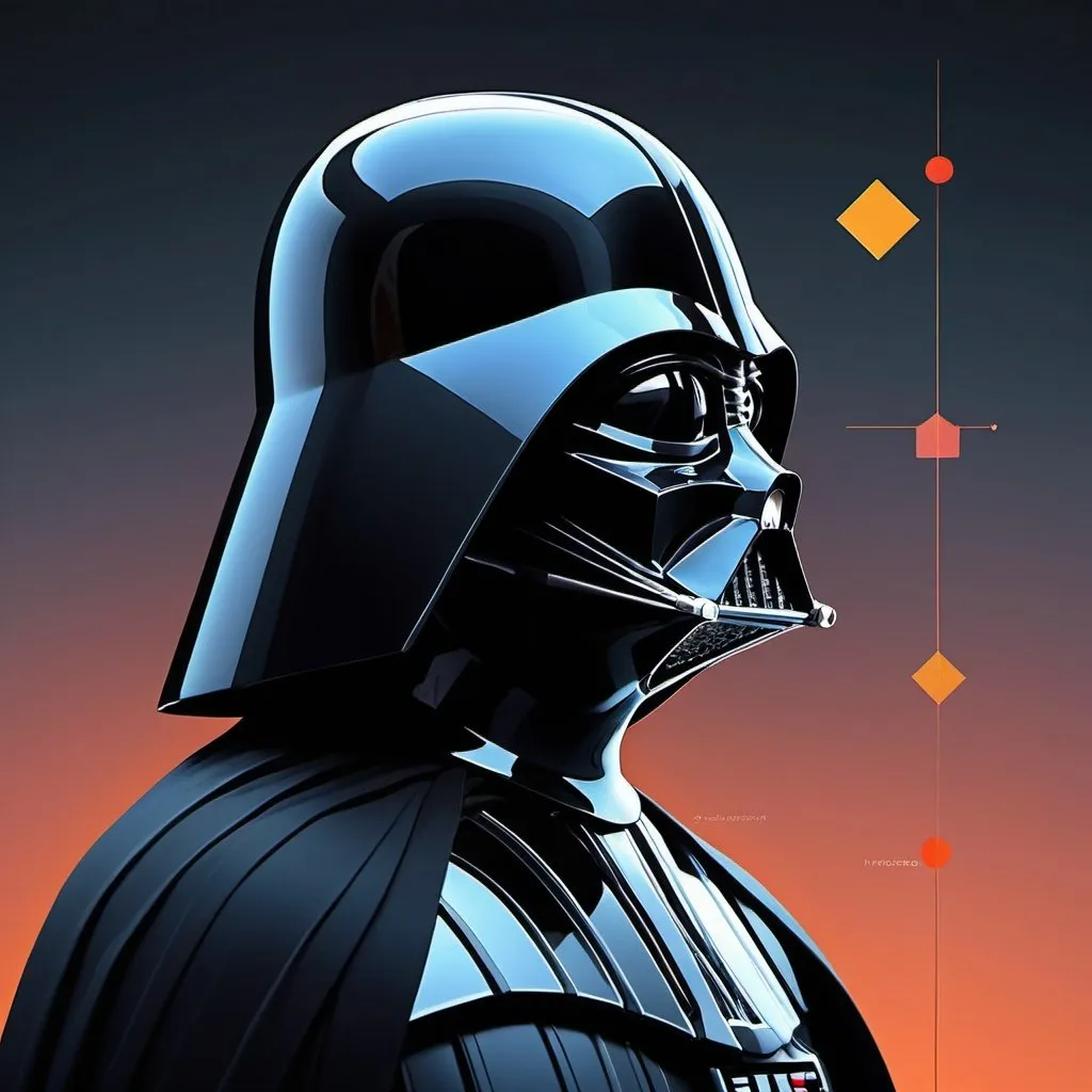 Prompt: "Profile of Darth Vader / geometric shapes, sharp lines, stark"
Weight:1   

"Beautiful, cinematic, intricately detailed, polished, amazing background, creative composition, artistic framing, colourful, high contrast, dynamic, cartoon, web comic, quirky, cel-shaded, digital drawing, by Emmy Cicierega and Pascal Campion, 32k Resolution, Molecular Precision."
Weight:1 