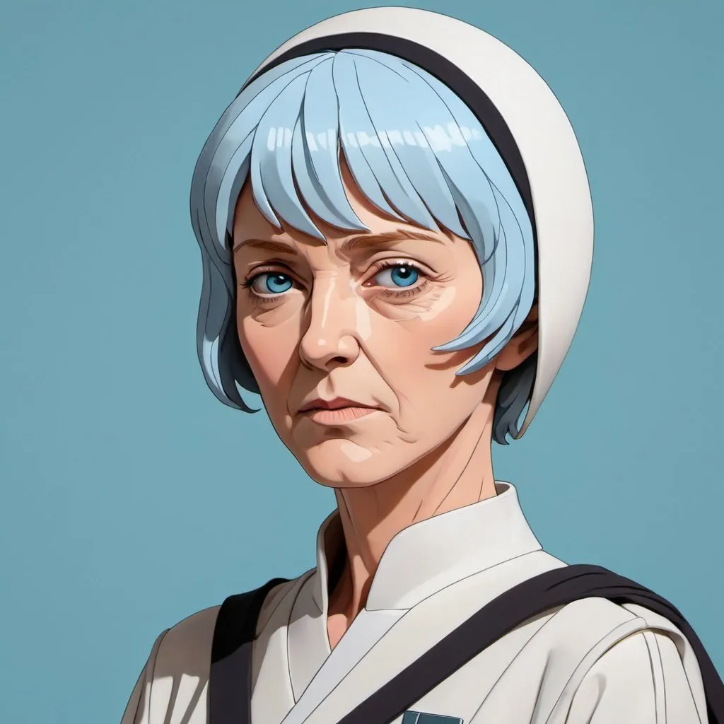 Prompt: Mon Mothma, (anime:1), white and black draw, light blue background, short hair, back line cover her eyes (eyes censor bar:1.6), close up, siinamota, school uniform, 3d, thick layered papercut art, thick paper, shadows, Overall Detail-SDXL, upper body, 32k resolution, molecular precision, hyperdetailed, color depth.