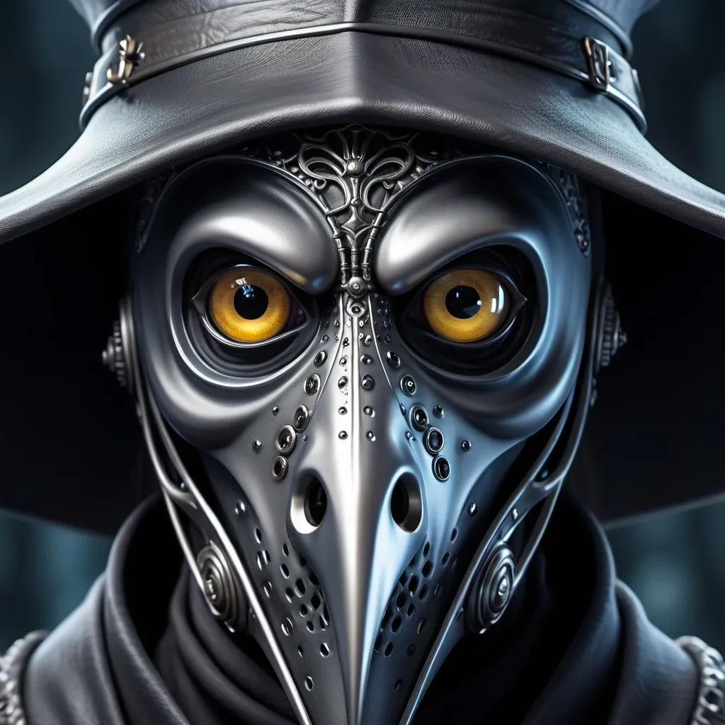 Prompt: plague doctor, menacing, evil, Miki Asai Macro photography, close-up, hyper detailed, trending on artstation, sharp focus, studio photo, intricate details, highly detailed, by greg rutkowski