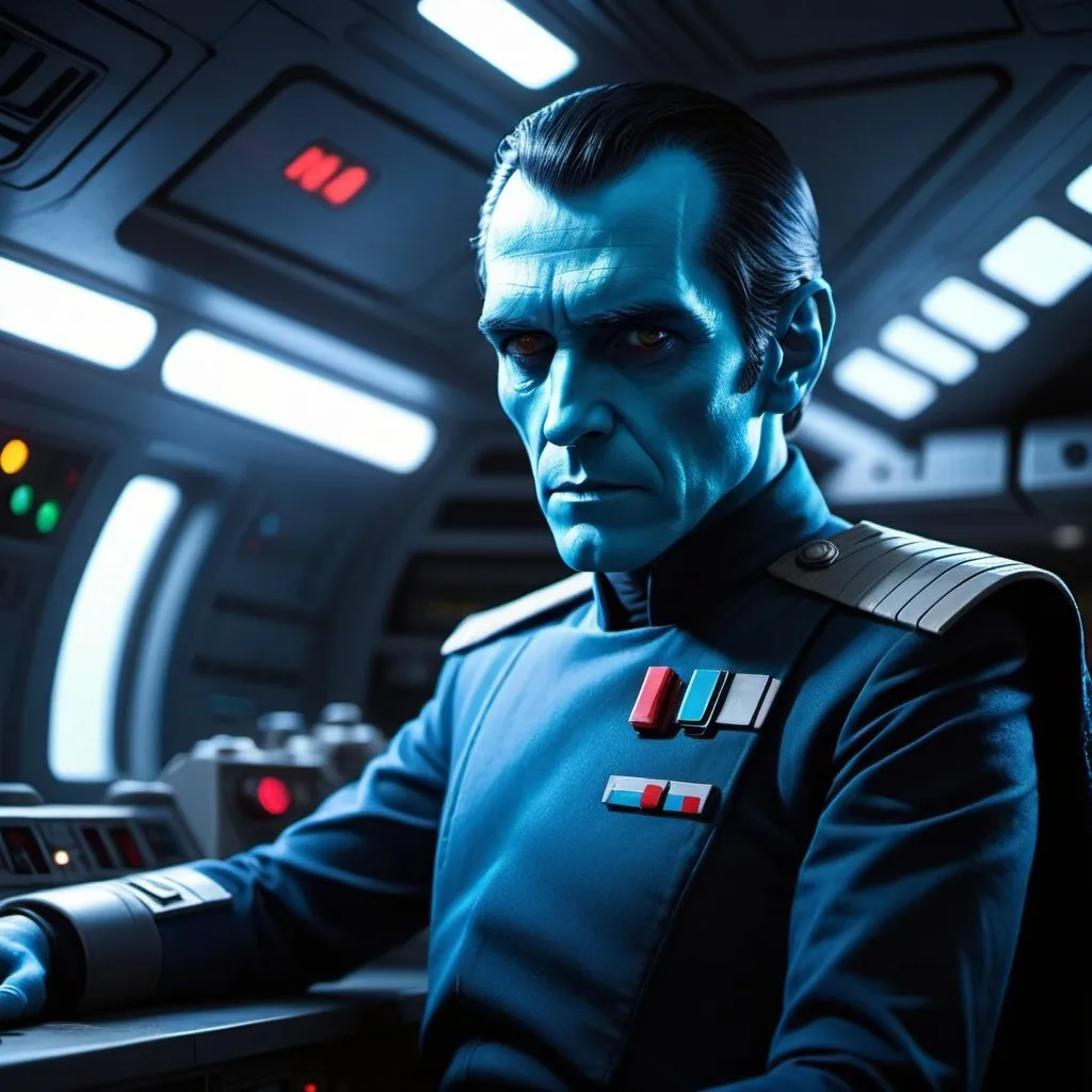 Prompt: "Design a 3D scene featuring Thrawn on the bridge of an Imperial Star Destroyer (Empire Strikes Back) commanding his crewmen. Use soft lighting to enhance the serene and magical ambiance." 
Weight:1.6
"High contrast, depth of field, beautiful color, intricate detail,
Miki Asai Macro photography, close-up, hyper detailed, trending on artstation, sharp focus, studio photo, intricate details, highly detailed, by greg rutkowski, 16k Resolution, HDR, UHD."
Weight:1.4