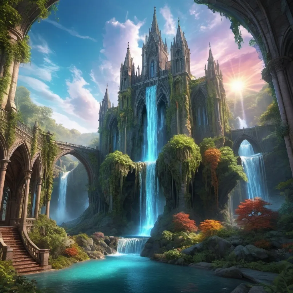 Prompt: realistic, landscape, (fantasy:1.5), gothic architecture, magic, energy, day, waterfall, 32k resolution, molecular precision, ultra sharp focus."
Weight:1.2