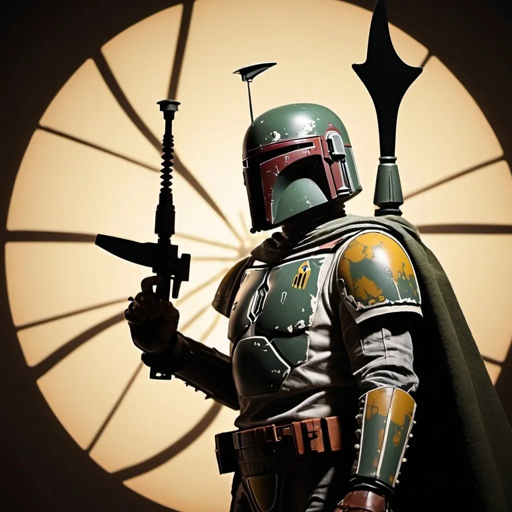 Prompt: "Boba Fett. Golden Ratio, silhouette animation. Wayang shadow puppets. Lotte Reiniger, Walter Ruttmann, Berthold Bartosch, and Carl Koch."
Weight:1   

"detailed matte painting, deep color, fantastical, intricate detail, splash screen, complementary colors, fantasy concept art, 32k resolution, molecular precision, ultra sharp focus, trending on Artstation Unreal Engine 5"
Weight:0.9  