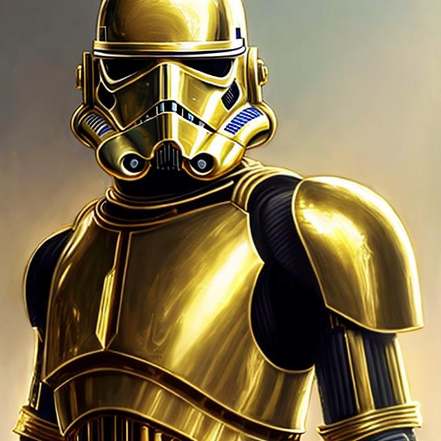 Prompt: "Star Wars Stormtrooper in golden armor, C-3PO chest plate."
Weight:1  Save
"full body pose, 8k resolution concept art portrait by Greg Rutkowski, Artgerm, WLOP, Alphonse Mucha dynamic lighting hyperdetailed intricately detailed Splash art trending on Artstation triadic colors Unreal Engine 5 volumetric lighting"
Weight:0.9 Save