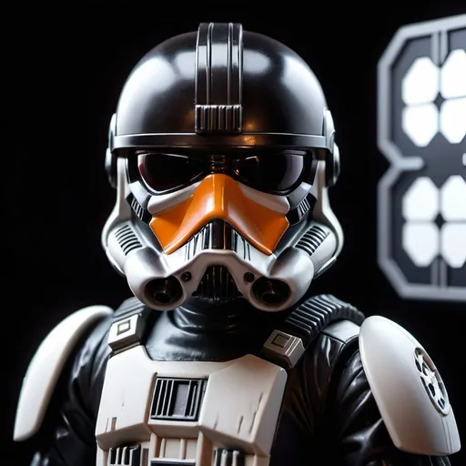 Prompt: "Design a 3D scene featuring a full body shot TIE Fighter Pilot (A New Hope) standing in front of his TIE Fighter (A New Hope). Use soft lighting to enhance the serene and magical ambiance." 
Weight:1.6
"High contrast, depth of field, beautiful color, intricate detail,
Miki Asai Macro photography, close-up, hyper detailed, trending on artstation, sharp focus, studio photo, intricate details, highly detailed, by greg rutkowski, 16k Resolution, HDR, UHD."
Weight:1.4