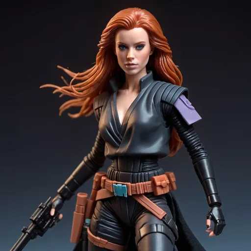 Prompt: Kenner Action figure of Mara Jade, full body dynamic pose, trending on artstation, sharp focus, studio photo, intricate details, highly detailed, by greg rutkowski