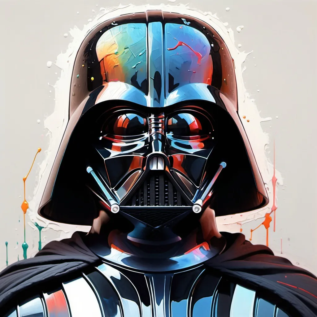 Prompt: Impasto colourful oil painting of Darth Vader, heavy strokes, textured, by Kaethe Butcher, Greg Tocchini, Hajime Sorayama, Jeremy Mann, Carne Griffiths, Robert Oxley, stunning digital illustration, elegant, calm, mysterious, digital painting, expressionism style, very intricate, unforgettable, 32k resolution, molecular precision