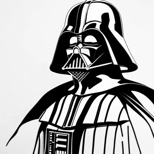Prompt: Line art, Darth Vader looking back over his shoulder