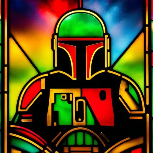 Prompt: "The Stained Glass Boba Fett in Art Deco Style in rich and vibrant colors, intricately crafted from multicolored glass and golden metal partitions :: by Tiffany and John La Farge :: art nouveau rococo architecture, intricately detailed :: intricate design, playing of light and shadows, breathtaking masterpiece :: 8k resolution concept art :: Splash art"
Weight:1.4 