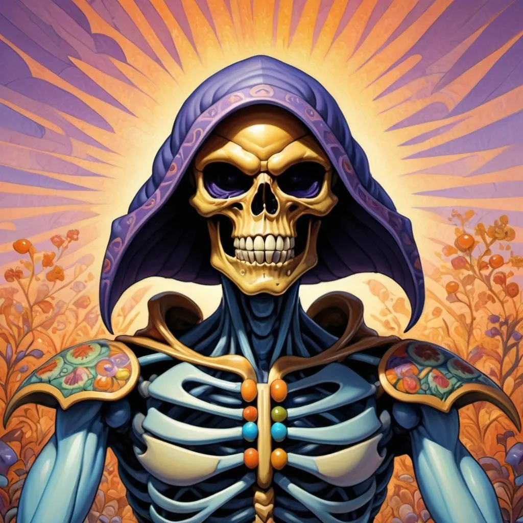 Prompt: Dutch angle of Padded Appendages and Padded Appendages Skeletor, Colourful, Elaborate, Skeuomorphic, Tessellated, Minimalist, Black bean, sharp colors, intricate, vivid, Best quality, art by kelly vivanco and arthur boyd, Golden hour, 32k resolution, molecular precision.