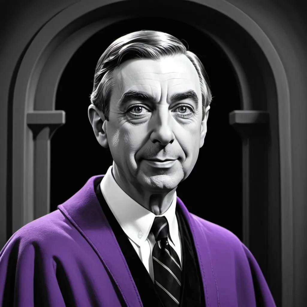 Prompt: Black and white Mr. Rogers as Count Dracula with glowing purple eyes by artist "anime", Retrofuturism Key Visual, by Ralph McQuarrie, Ron Cobb, Iain McCaig by artist "Retrofuturism", Retrofuturism Key Visual, Retrofuturism art, Syd Mead", Deep Color, Intricate, 16k resolution concept art, Natural Lighting, Beautiful Composition"
Weight:1 
 
"intricate details, HDR, molecular precision, hyperrealistic, sharp focus, 16k resolution, sharp focus, perfect composition, high contrast, atmospheric, moody, hyper detailed, UHD.”
Weight:0.9