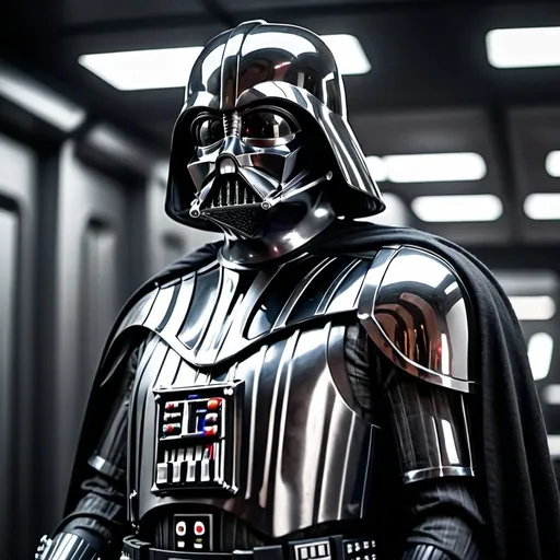 Prompt: "darth vader wearing chrome armor and suit"
Weight:1.5

"Cinematic shot, photos taken by sony, incredibly detailed, sharpen, details, professional lighting, HDR, 32K resolution, 64 megapixels, photography lighting, 50mm, ultra sharp focus, molecular precision."
Weight:1