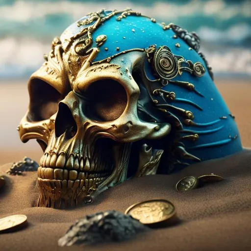 Prompt: Cinematic film still of an insanely detailed screen accurate Skeletor passed out on the beach, caked in wet sand and his treasure washed ashore, dirty and weather worn open box toppled over with gold and silver coins spilling out, glistening gemstones and gleaming ornate jewelry lie strewn about the treasure box on a gorgeous tropical island."
Weight:1

"insanely intricate details, HDR, beautifully shot, hyperrealistic, sharp focus, 64 megapixels, 16k resolution, shot on DSLR, sharp focus, perfect composition, high contrast, cinematic, atmospheric, moody, photorealistic, hyper detailed, tilt shift, cinematic color film still."
Weight:0.9   

"insanely intricate details, HDR, beautifully shot, hyperrealistic, sharp focus, 64 megapixels, 16k resolution, shot on DSLR, sharp focus, perfect composition, high contrast, cinematic, atmospheric, moody, photorealistic, hyper detailed, tilt shift, cinematic color film still."
Weight:0.9   