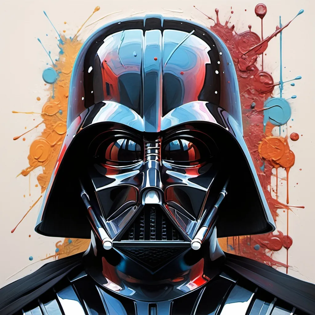 Prompt: Impasto colourful oil painting of Darth Vader, heavy strokes, textured, by Kaethe Butcher, Greg Tocchini, Hajime Sorayama, Jeremy Mann, Carne Griffiths, Robert Oxley, stunning digital illustration, elegant, calm, mysterious, digital painting, expressionism style, very intricate, unforgettable, 32k resolution, molecular precision