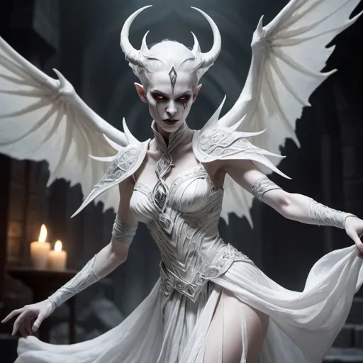 Prompt: (masterpiece:1.2, best quality), Dungeons and Dragons, Fantasy, (Banshee:1.3), Epic Composition, Airy ethereal form, White and silver color theme, white intricate dress, Undead, Asajj Ventress (White Skin:1.3)