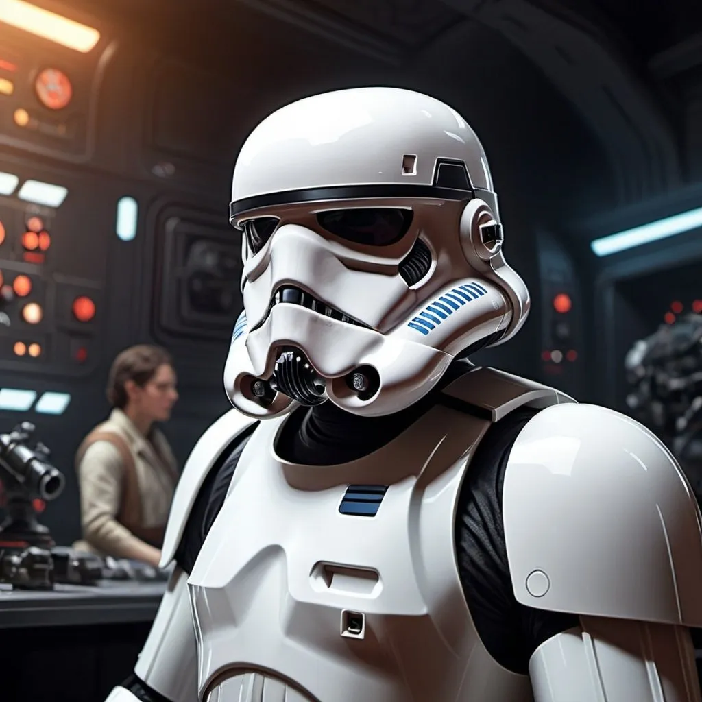 Prompt: Star wars, movie poster, 1stormtrooper, Dissert Retro googles, Star wars (Retro design), Detailed, Majestic background, professional majestic oil painting by Ed Blinkey, Atey Ghailan, Studio Ghibli, trending on CGSociety, intricately detailed, fine details, hyperdetailed, raytracing, subsurface scattering, diffused soft lighting, shallow depth of field, 32k resolution, molecular precision, ultra sharp focus.