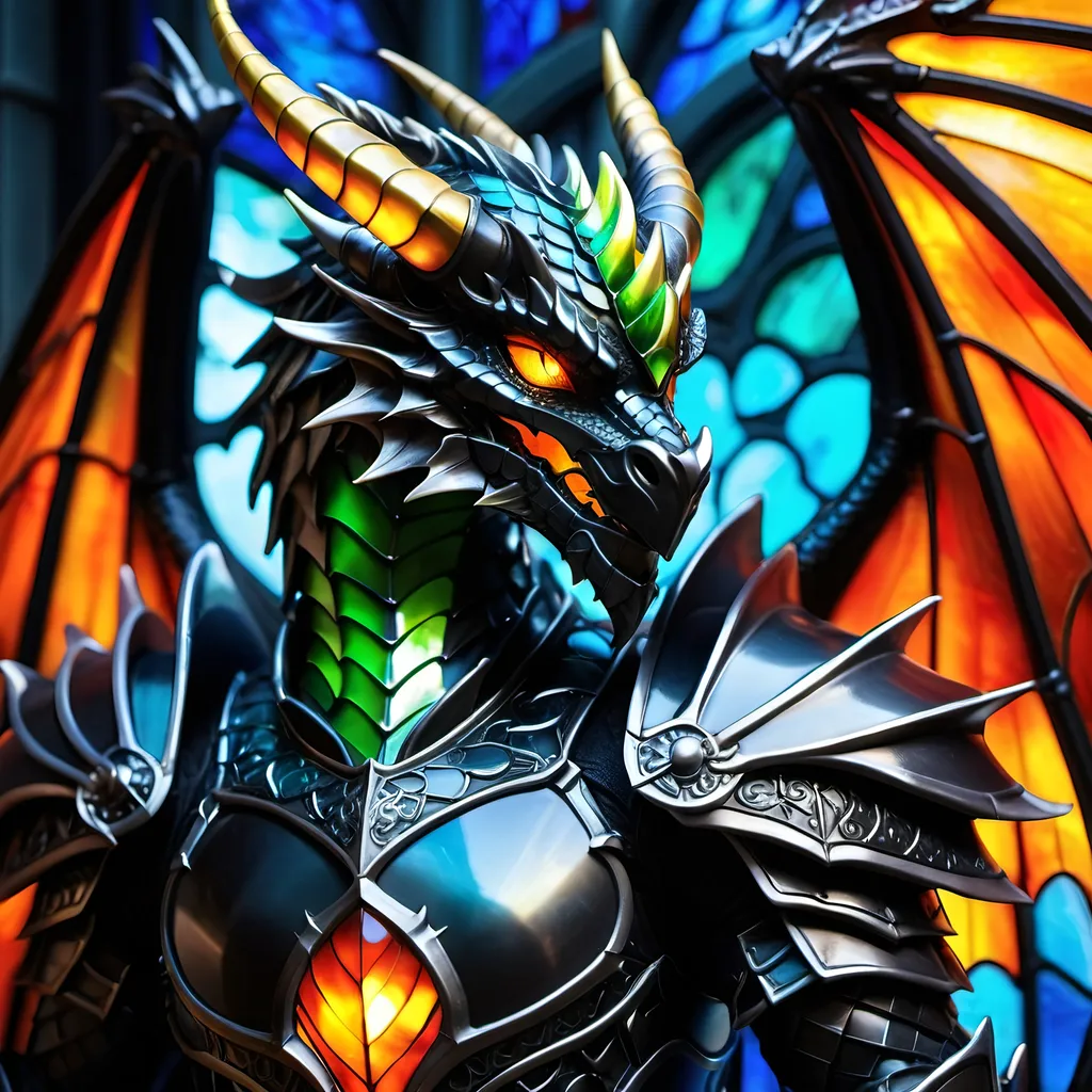 Prompt: Acid-breathing dragonoid with obsidian scale armour and kingly aura, dragonoid figure with mighty presence, big black hot wings and horns, detailed scales with acidic reflections, high-tech fantasy, intense and focused gaze, best quality, highres, ultra-detailed, dragon, fantasy, obsidian armor, kingly, acid breath, hot wings, scales, intense gaze, fantasy lighting