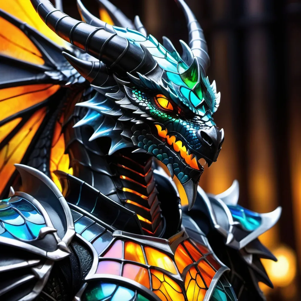 Prompt: Acid-breathing dragonoid with obsidian scale armour and kingly aura, dragonoid figure with mighty presence, big black hot wings and horns, detailed scales with acidic reflections, high-tech fantasy, intense and focused gaze, best quality, highres, ultra-detailed, dragon, fantasy, obsidian armor, kingly, acid breath, hot wings, scales, intense gaze, fantasy lighting