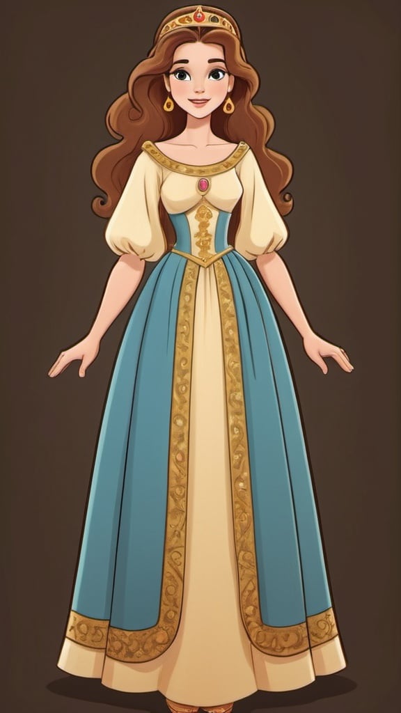 Prompt: Vintage princess cartoon like a Biblical character full body and the dress