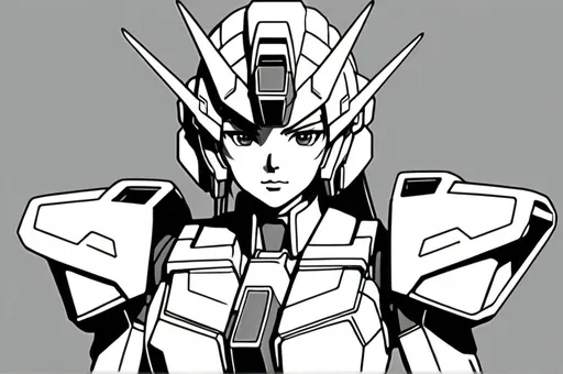 Prompt: female gundam line art style
