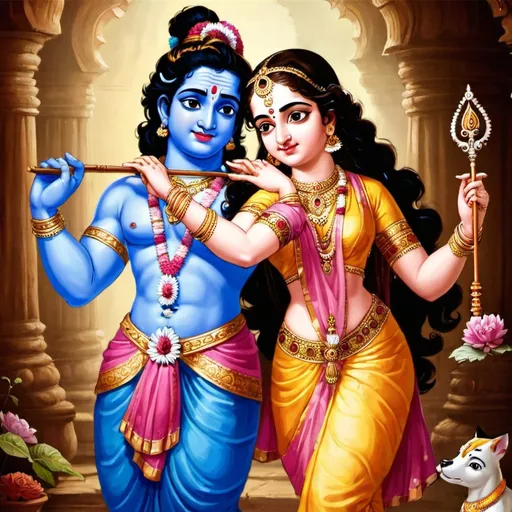 Prompt: Animated art of Rukmini and Krishna
