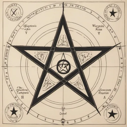 Prompt: A pentagram with each point showing The correspondent element