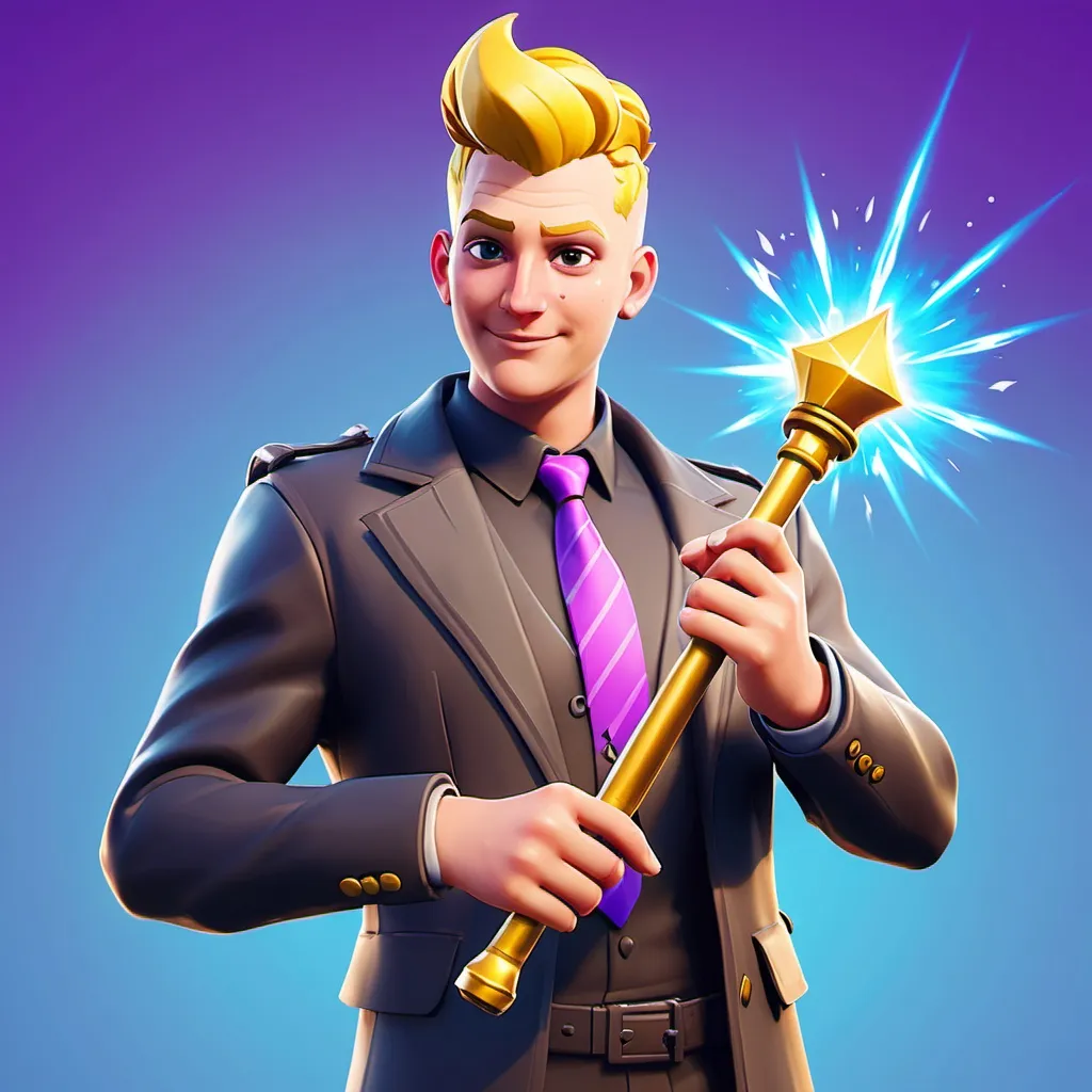 Prompt: genarate jonse from fortnite holding a magic wand