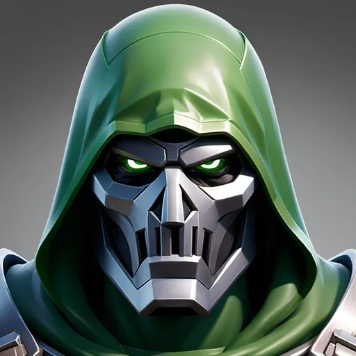 Prompt: fortnite doctor doom showing his face